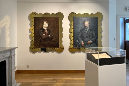 Antoine van der Dilft de Borghvliet und Jules Verne, 2025, Öl auf Leinwand, 140 x 120 cm